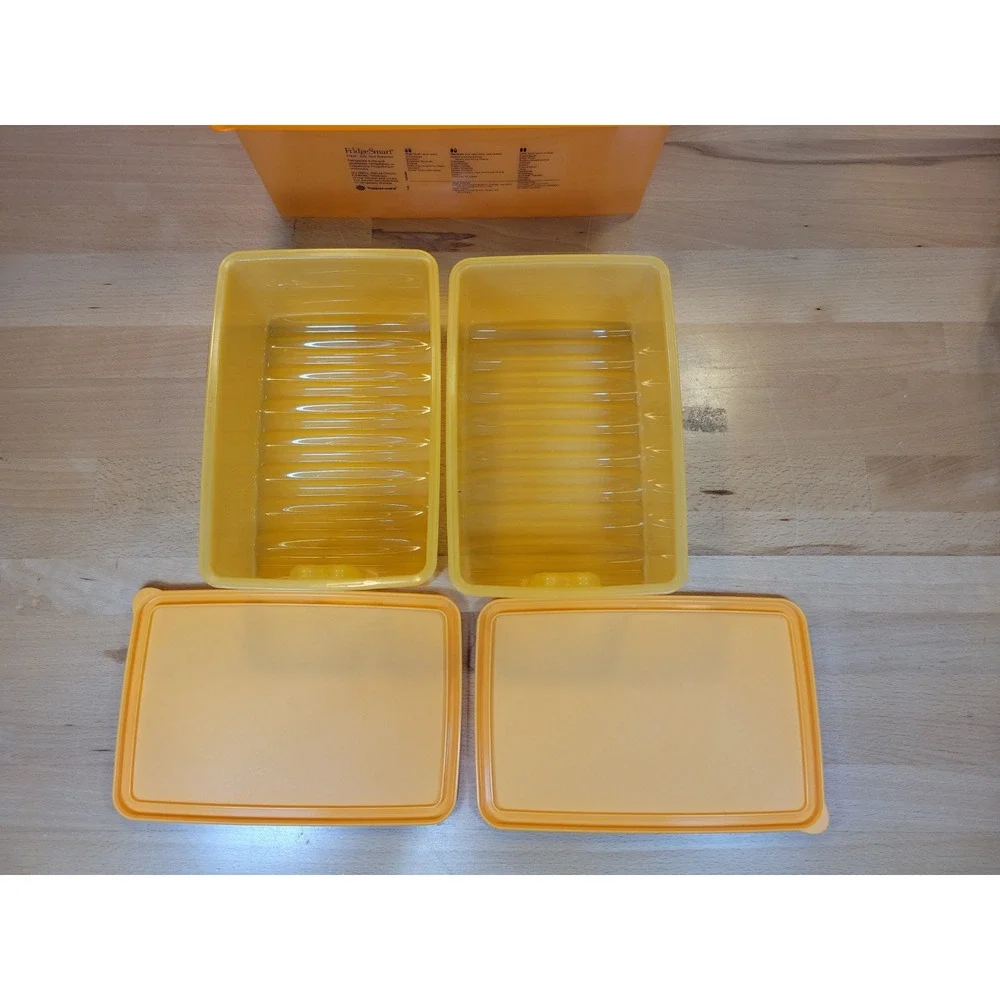 Tupperware Fridge Smart Vented Containers set of 7 with lids orange red